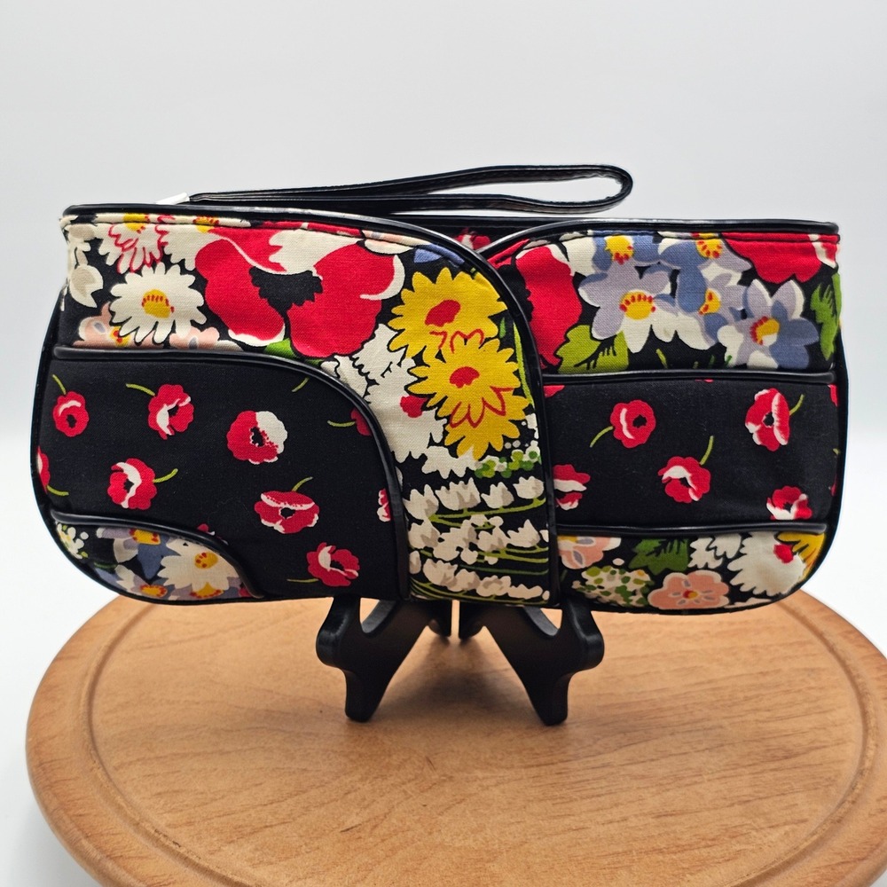 Vera Bradley Poppy Fields Flapper Wristlet Clutch Wallet Double Flap Bag 2010